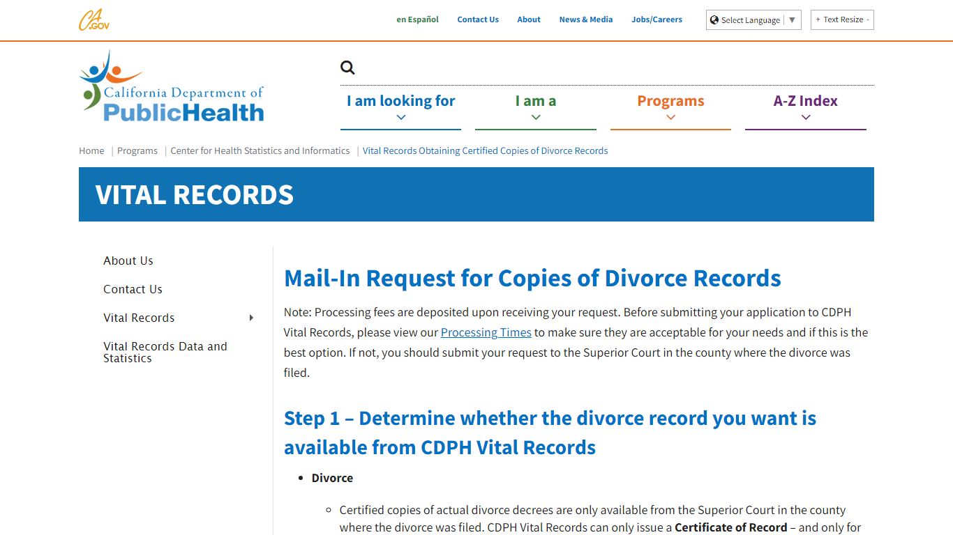 Vital Records Obtaining Certified Copies of Divorce Records - California