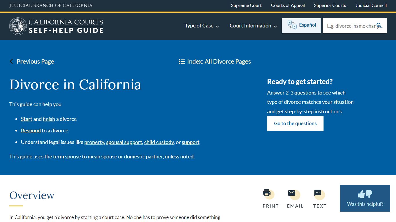 Divorce in California | California Courts | Self Help Guide